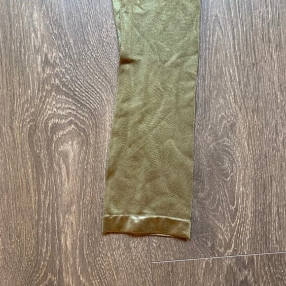 H&M Women's Leggings Tights Shimmer Metallic Shine Green Full length Footless - Picture 9 of 9